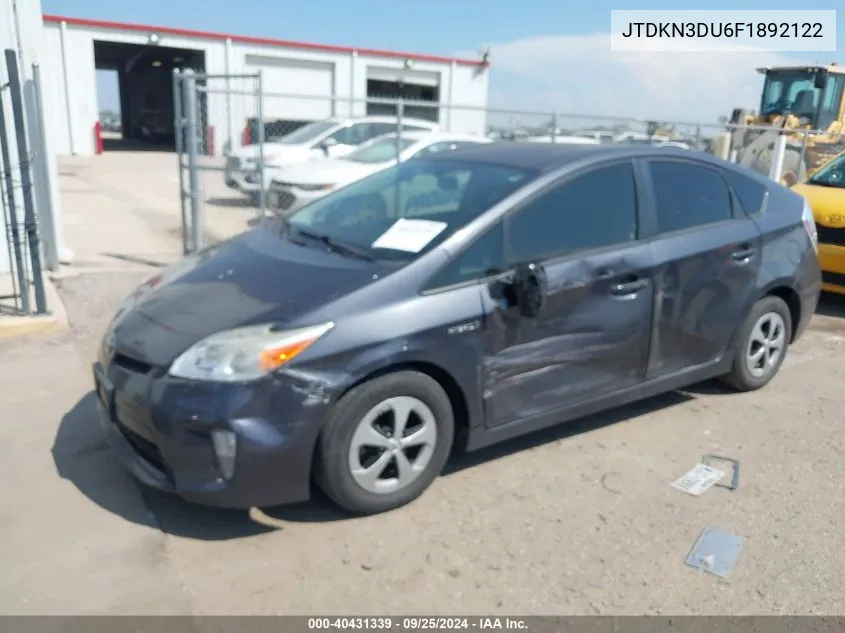 2015 Toyota Prius Three VIN: JTDKN3DU6F1892122 Lot: 40431339