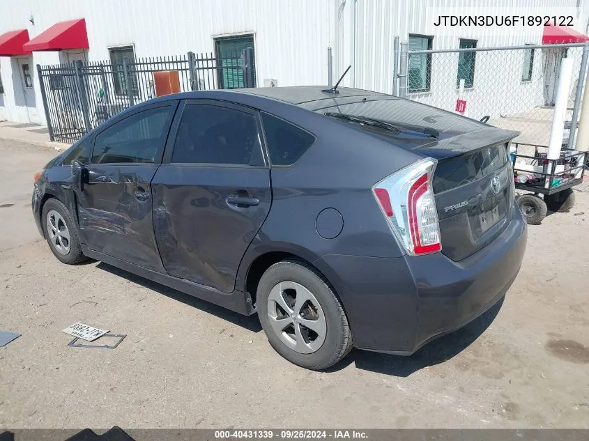 JTDKN3DU6F1892122 2015 Toyota Prius Three