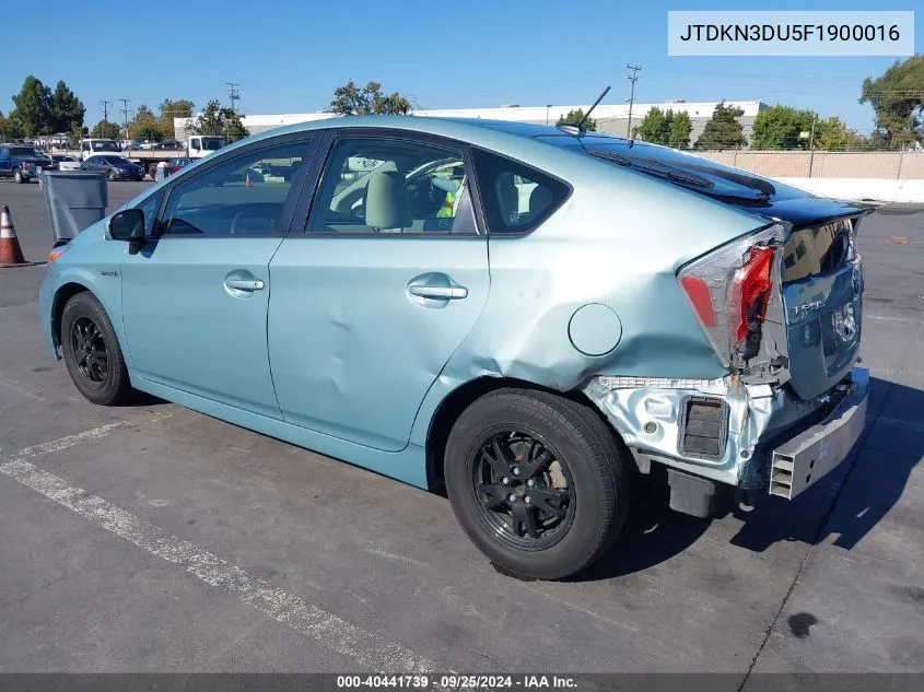 2015 Toyota Prius Three VIN: JTDKN3DU5F1900016 Lot: 40441739