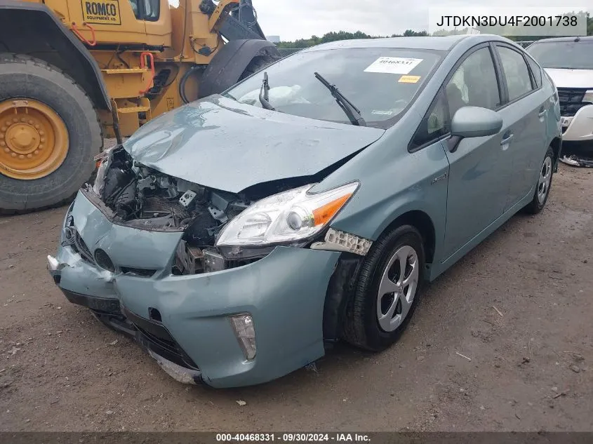 JTDKN3DU4F2001738 2015 Toyota Prius Two