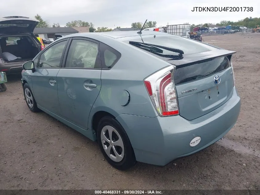 JTDKN3DU4F2001738 2015 Toyota Prius Two