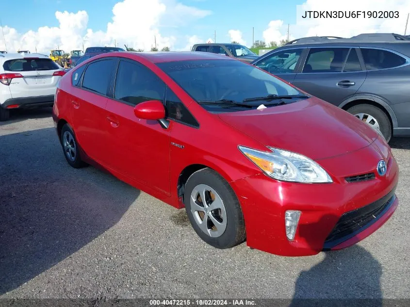 2015 Toyota Prius Two VIN: JTDKN3DU6F1902003 Lot: 40472215