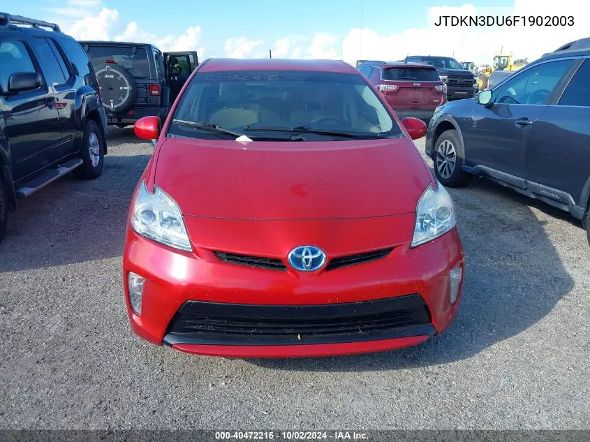 2015 Toyota Prius Two VIN: JTDKN3DU6F1902003 Lot: 40472215