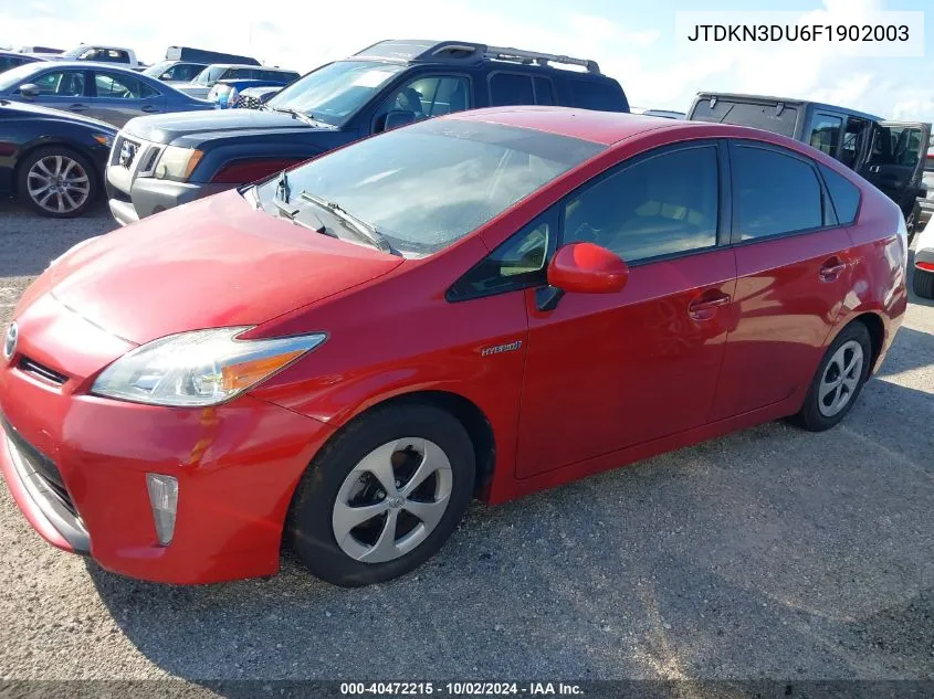 2015 Toyota Prius Two VIN: JTDKN3DU6F1902003 Lot: 40472215