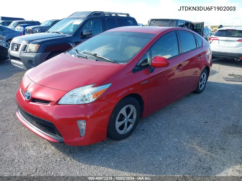 2015 Toyota Prius Two VIN: JTDKN3DU6F1902003 Lot: 40472215