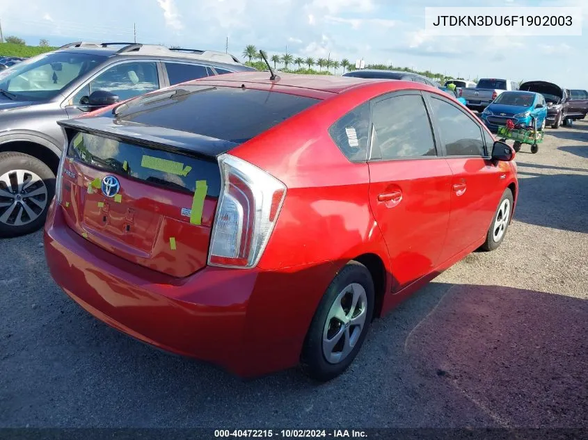 2015 Toyota Prius Two VIN: JTDKN3DU6F1902003 Lot: 40472215