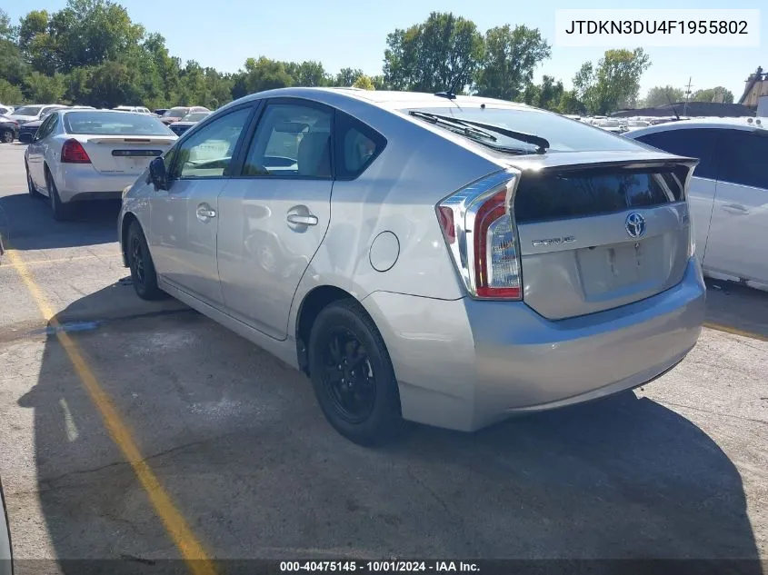 2015 Toyota Prius Three VIN: JTDKN3DU4F1955802 Lot: 40475145