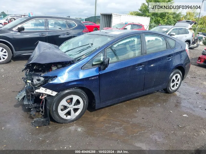 2015 Toyota Prius Three VIN: JTDKN3DU3F0396104 Lot: 40486288