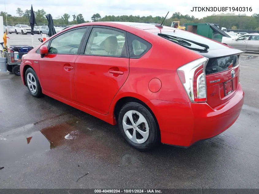 JTDKN3DU8F1940316 2015 Toyota Prius Four