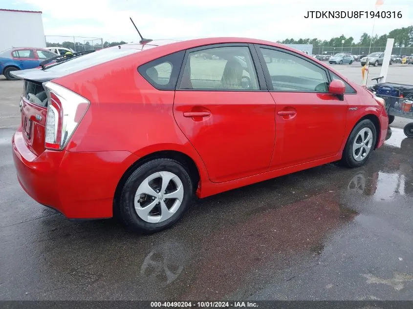 JTDKN3DU8F1940316 2015 Toyota Prius Four