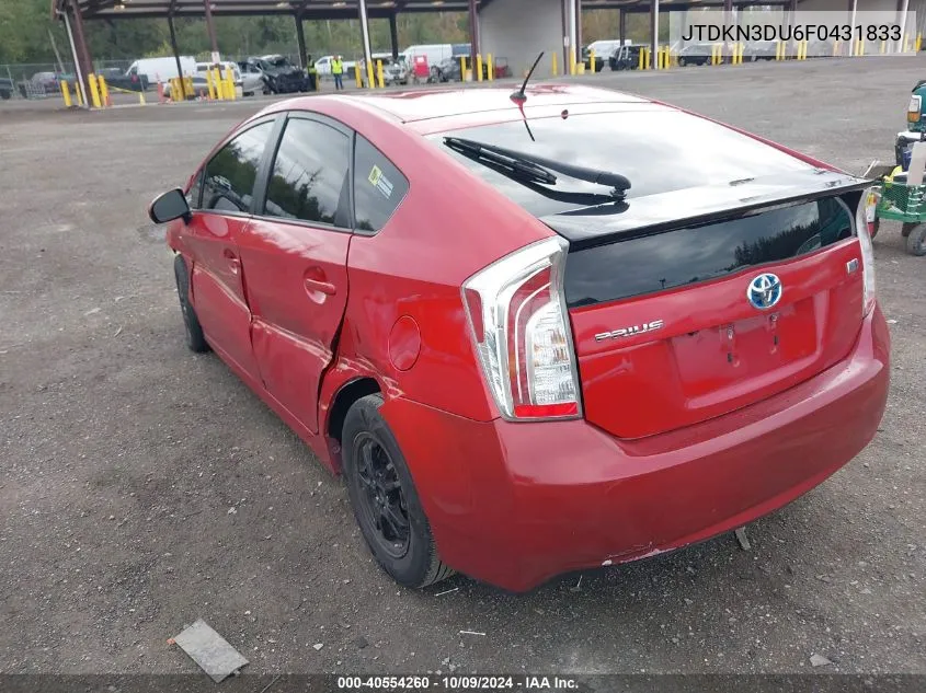 2015 Toyota Prius Two VIN: JTDKN3DU6F0431833 Lot: 40554260