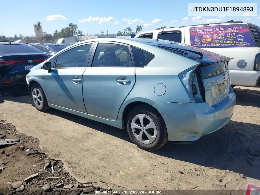 JTDKN3DU1F1894893 2015 Toyota Prius Two