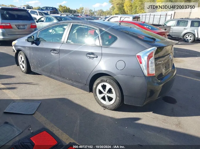 2015 Toyota Prius Two VIN: JTDKN3DU4F2003750 Lot: 40737102