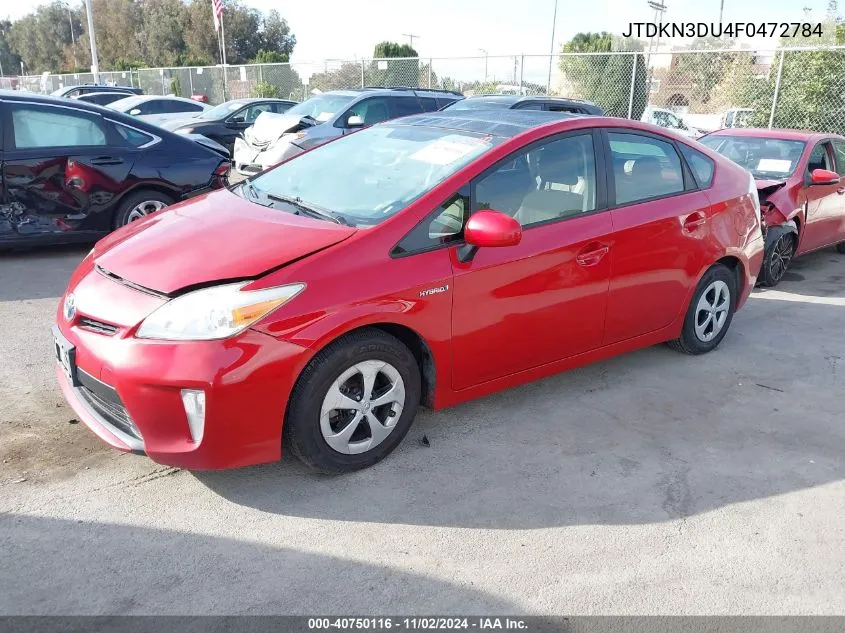 2015 Toyota Prius VIN: JTDKN3DU4F0472784 Lot: 40750116