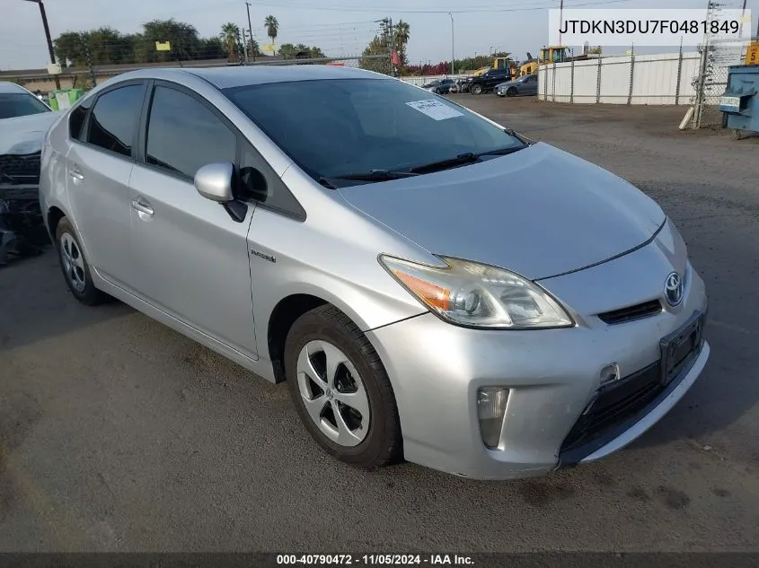 2015 Toyota Prius Two VIN: JTDKN3DU7F0481849 Lot: 40790472