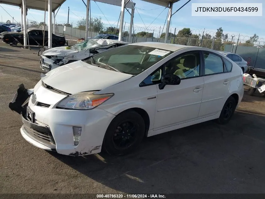 2015 Toyota Prius Two VIN: JTDKN3DU6F0434599 Lot: 40795320