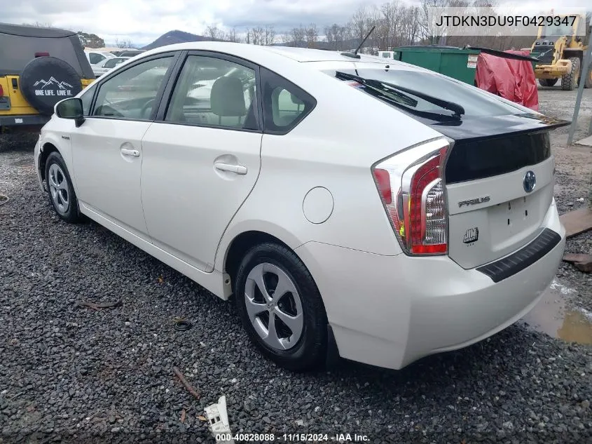 2015 Toyota Prius Four VIN: JTDKN3DU9F0429347 Lot: 40828088