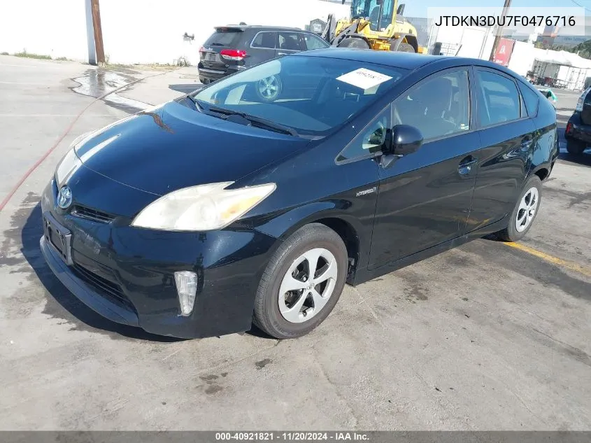 2015 Toyota Prius VIN: JTDKN3DU7F0476716 Lot: 40921821