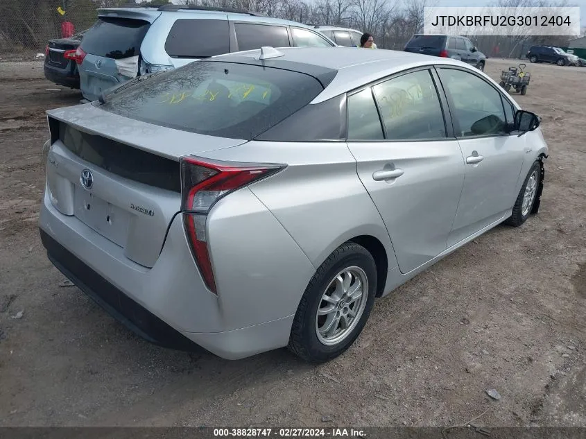 2016 Toyota Prius Two VIN: JTDKBRFU2G3012404 Lot: 38828747