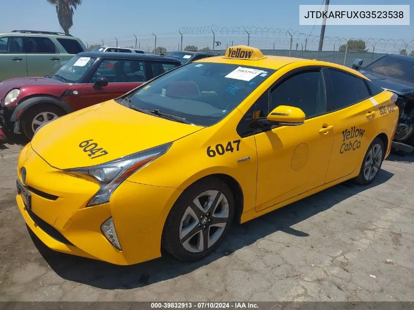 2016 Toyota Prius Three Touring VIN: JTDKARFUXG3523538 Lot: 39832913