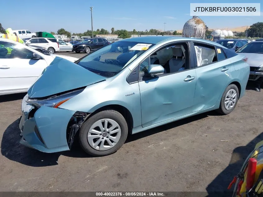 2016 Toyota Prius Two VIN: JTDKBRFU0G3021506 Lot: 40022376