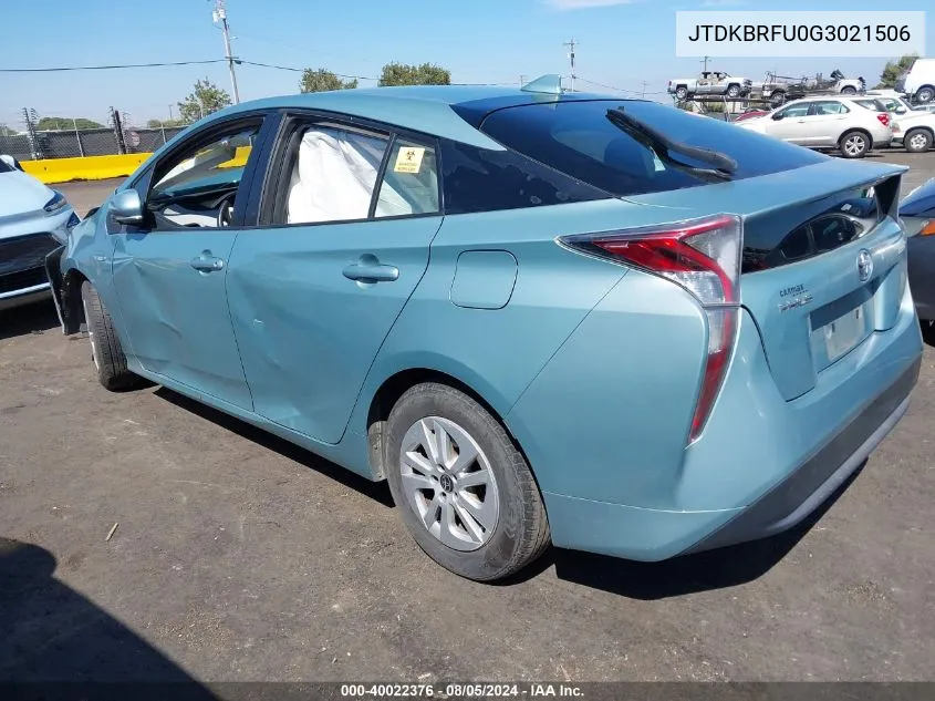 JTDKBRFU0G3021506 2016 Toyota Prius Two