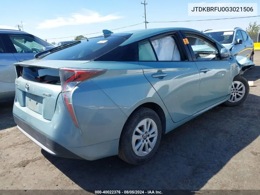 2016 Toyota Prius Two VIN: JTDKBRFU0G3021506 Lot: 40022376