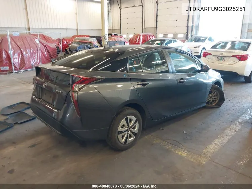 2016 Toyota Prius Four VIN: JTDKARFU9G3025251 Lot: 40048078