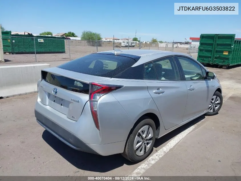 2016 Toyota Prius Two Eco VIN: JTDKARFU6G3503822 Lot: 40070404