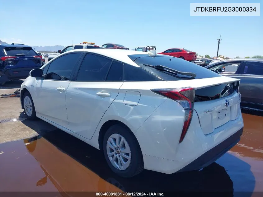 JTDKBRFU2G3000334 2016 Toyota Prius Two