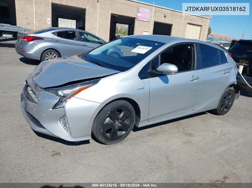 2016 Toyota Prius Four Touring VIN: JTDKARFUXG3518162 Lot: 40124216