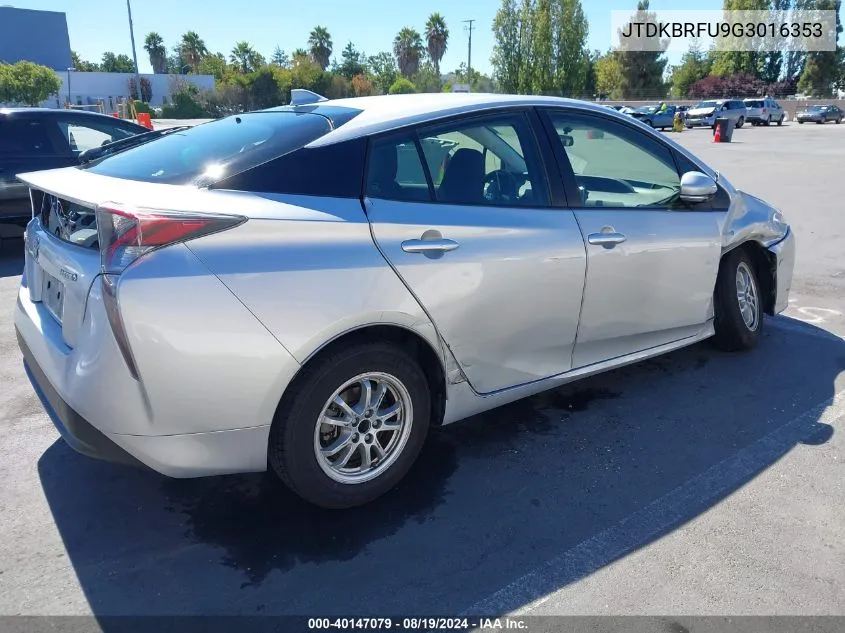 2016 Toyota Prius Two VIN: JTDKBRFU9G3016353 Lot: 40147079