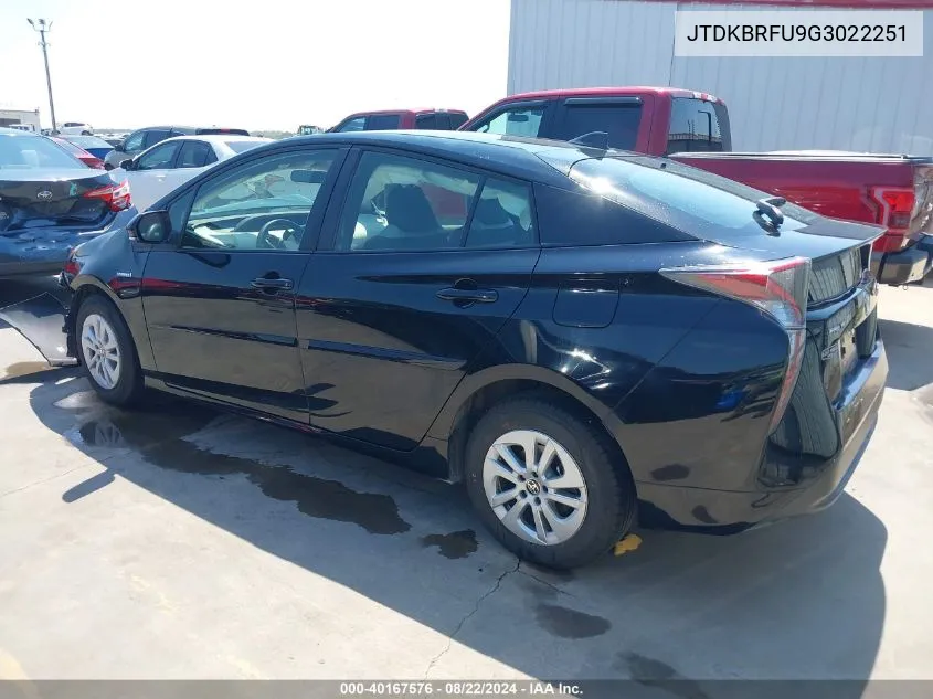 JTDKBRFU9G3022251 2016 Toyota Prius Two