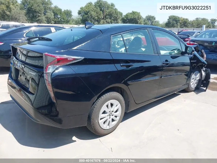 2016 Toyota Prius Two VIN: JTDKBRFU9G3022251 Lot: 40167576