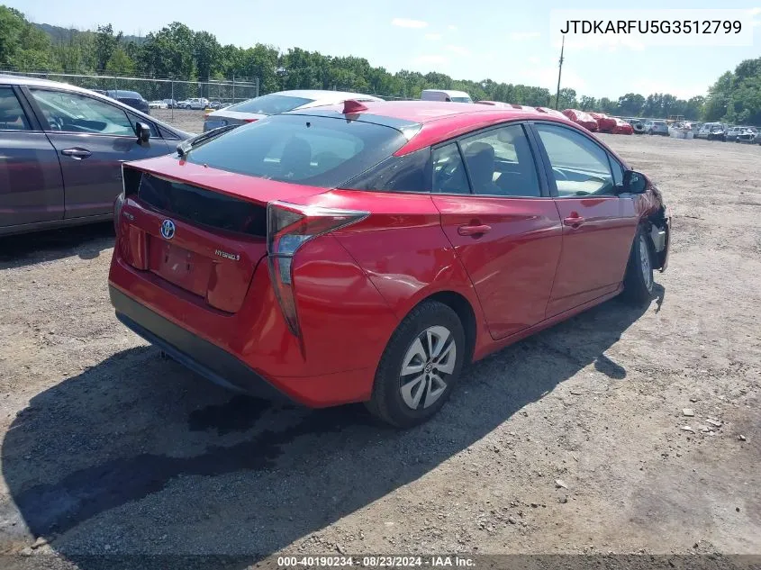 2016 Toyota Prius Four VIN: JTDKARFU5G3512799 Lot: 40190234