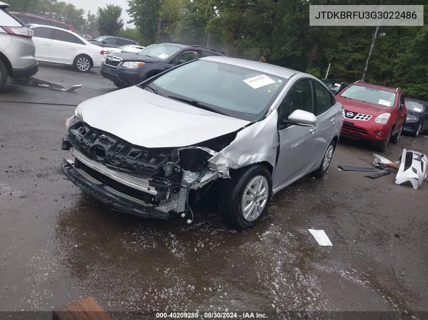 JTDKBRFU3G3022486 2016 Toyota Prius Two