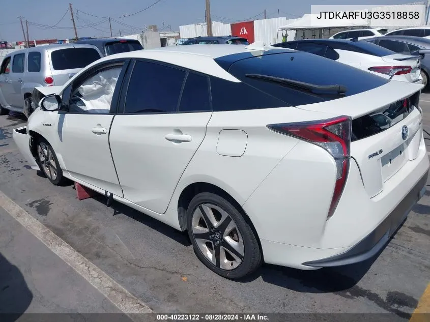 2016 Toyota Prius Four Touring VIN: JTDKARFU3G3518858 Lot: 40223122