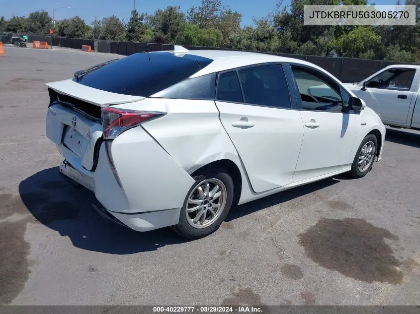 2016 Toyota Prius Two VIN: JTDKBRFU5G3005270 Lot: 40229777