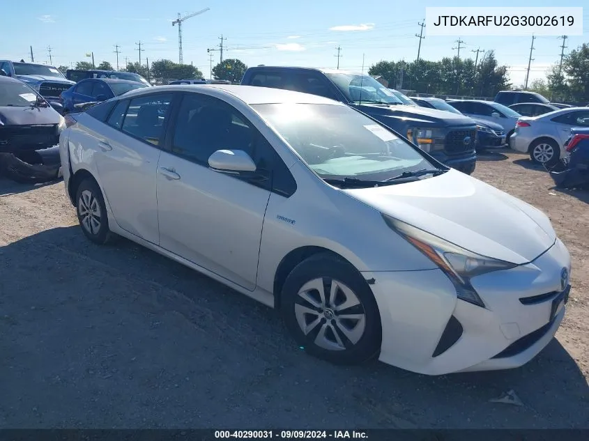 2016 Toyota Prius Three VIN: JTDKARFU2G3002619 Lot: 40290031