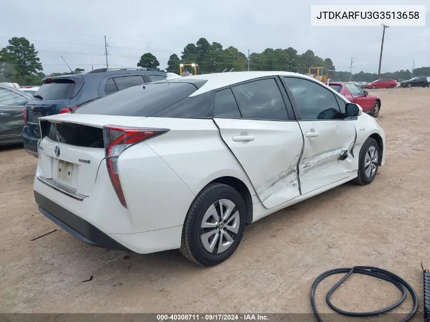 2016 Toyota Prius Four VIN: JTDKARFU3G3513658 Lot: 40308711