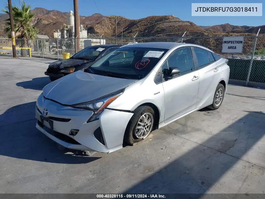 JTDKBRFU7G3018411 2016 Toyota Prius Two