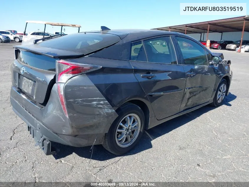 2016 Toyota Prius Three VIN: JTDKARFU8G3519519 Lot: 40353669