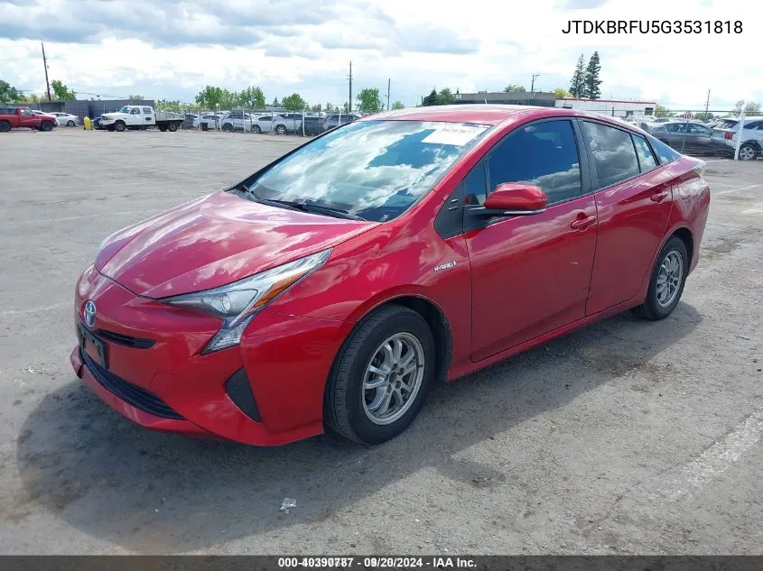 JTDKBRFU5G3531818 2016 Toyota Prius Two