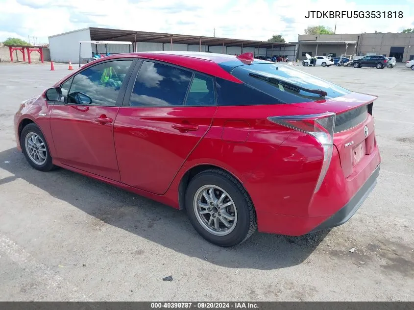 JTDKBRFU5G3531818 2016 Toyota Prius Two