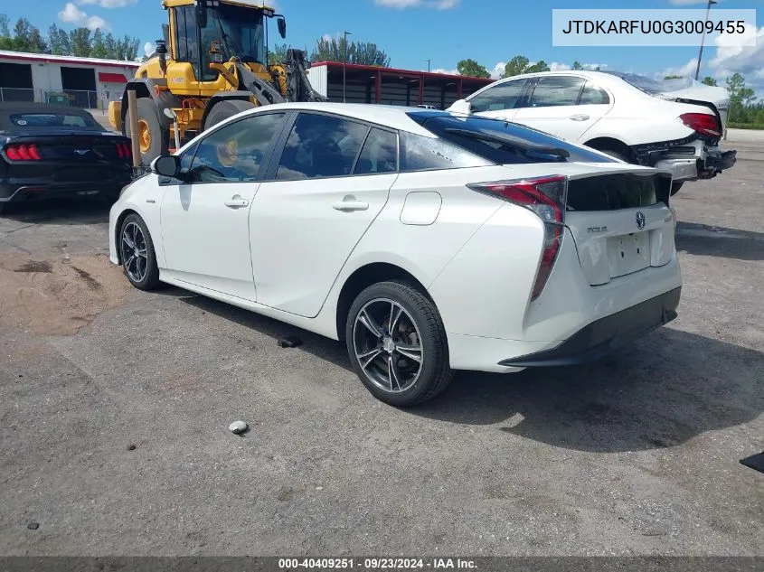 2016 Toyota Prius VIN: JTDKARFU0G3009455 Lot: 40409251