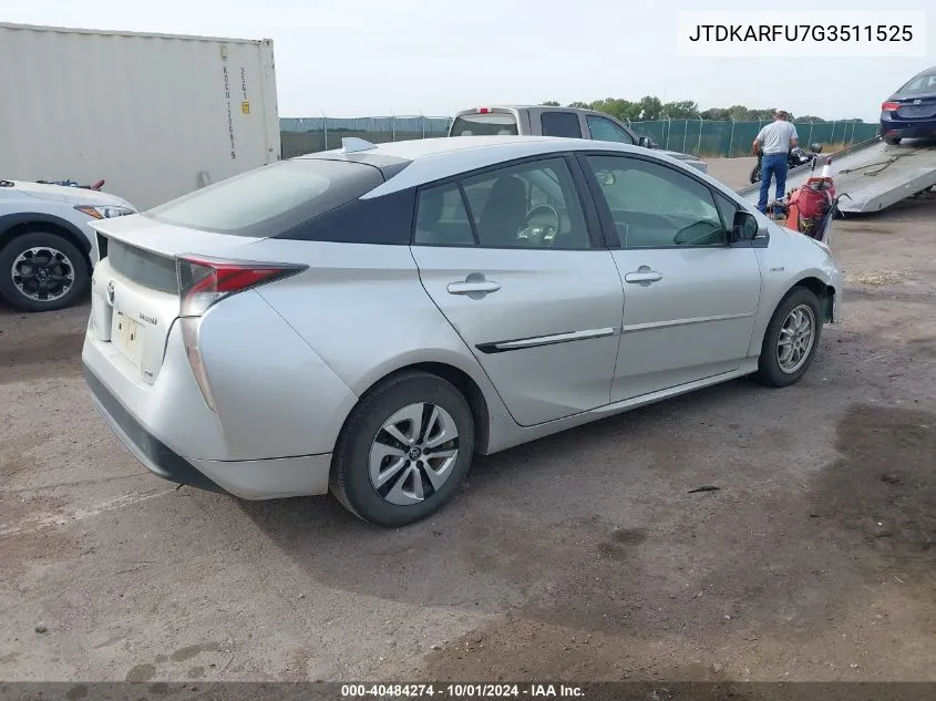 JTDKARFU7G3511525 2016 Toyota Prius Two Eco