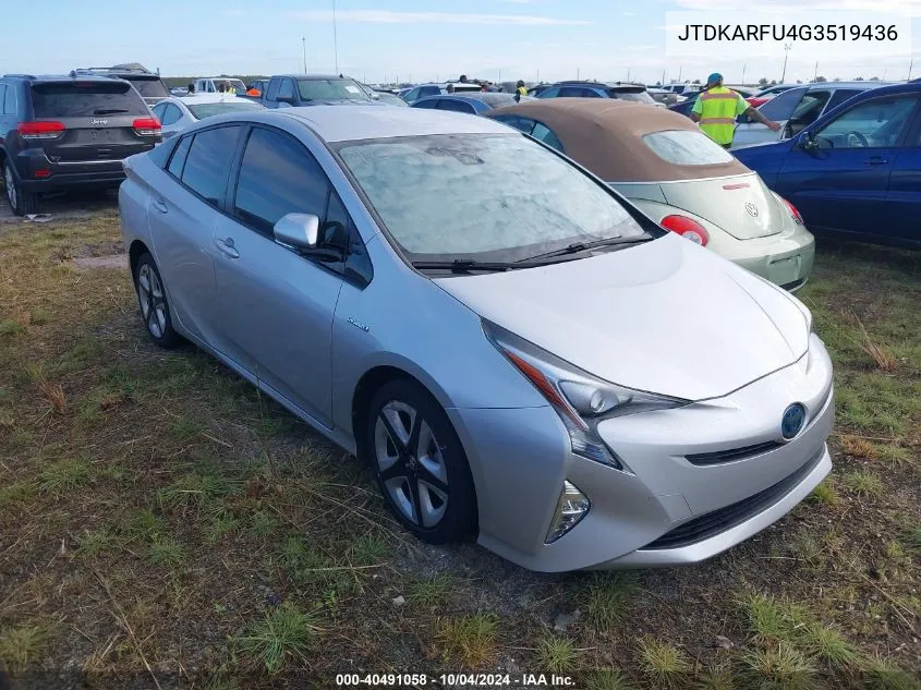 2016 Toyota Prius Four Touring VIN: JTDKARFU4G3519436 Lot: 40491058