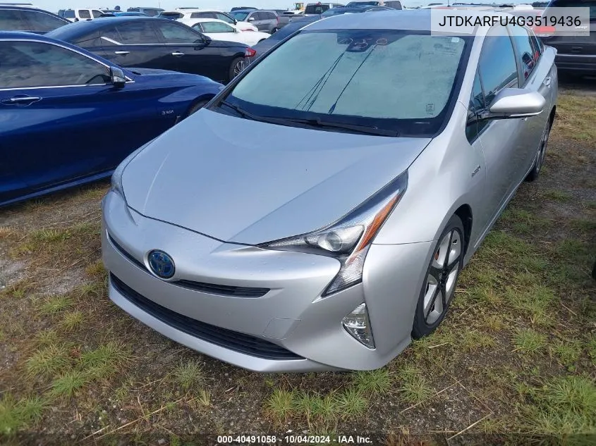 2016 Toyota Prius Four Touring VIN: JTDKARFU4G3519436 Lot: 40491058