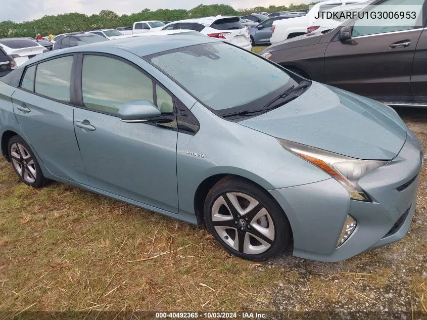 2016 Toyota Prius Three Touring VIN: JTDKARFU1G3006953 Lot: 40492365