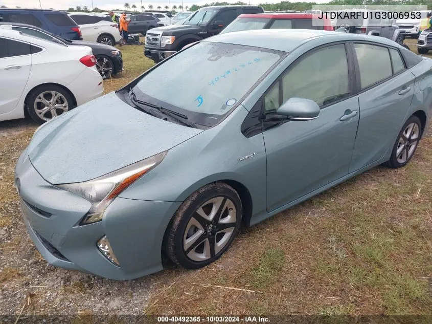 2016 Toyota Prius Three Touring VIN: JTDKARFU1G3006953 Lot: 40492365